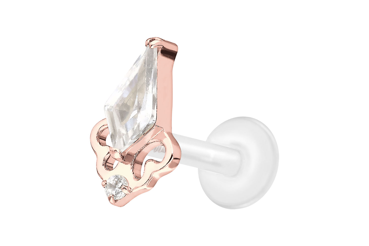 PTFE Labret Piercing mit Innengewinde + Titan-Aufsatz KRISTALLSCHILD